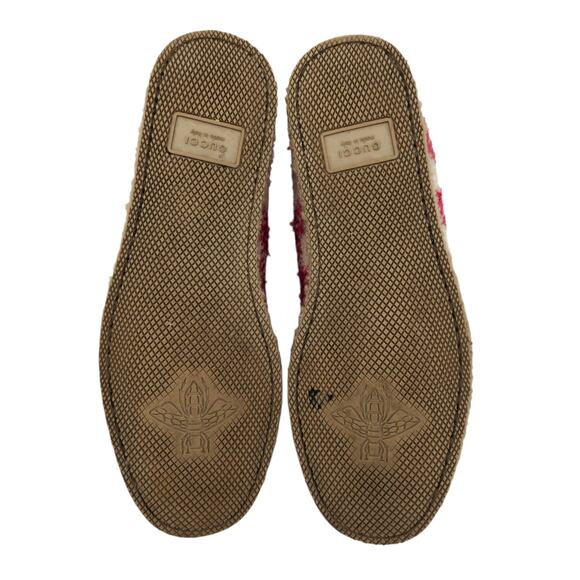 Gucci Horsebit Tweed Loafer Size 38 US 8 Shearling Lined Red White Slipper - Picture 8 of 9